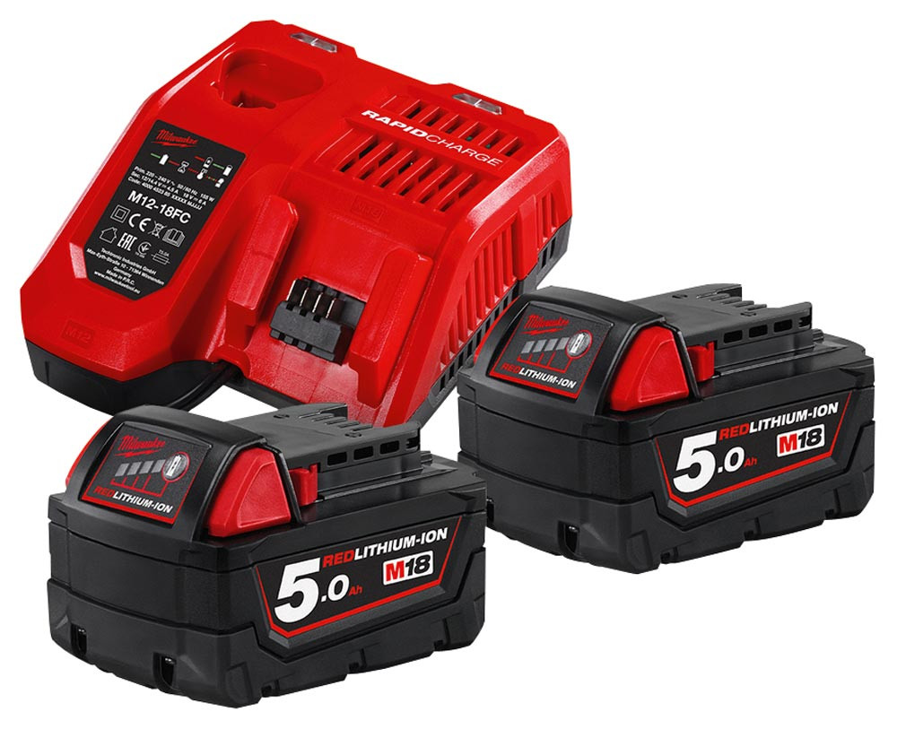 MILWAUKEE StarterSet 18 V mit 2 x 5,0 Ah AkkuPack u. Schnellladegerät